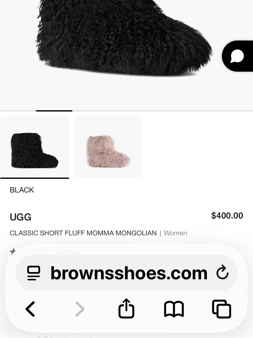 UGG Classic Short Fluff Momma Mongolian Boot - Black